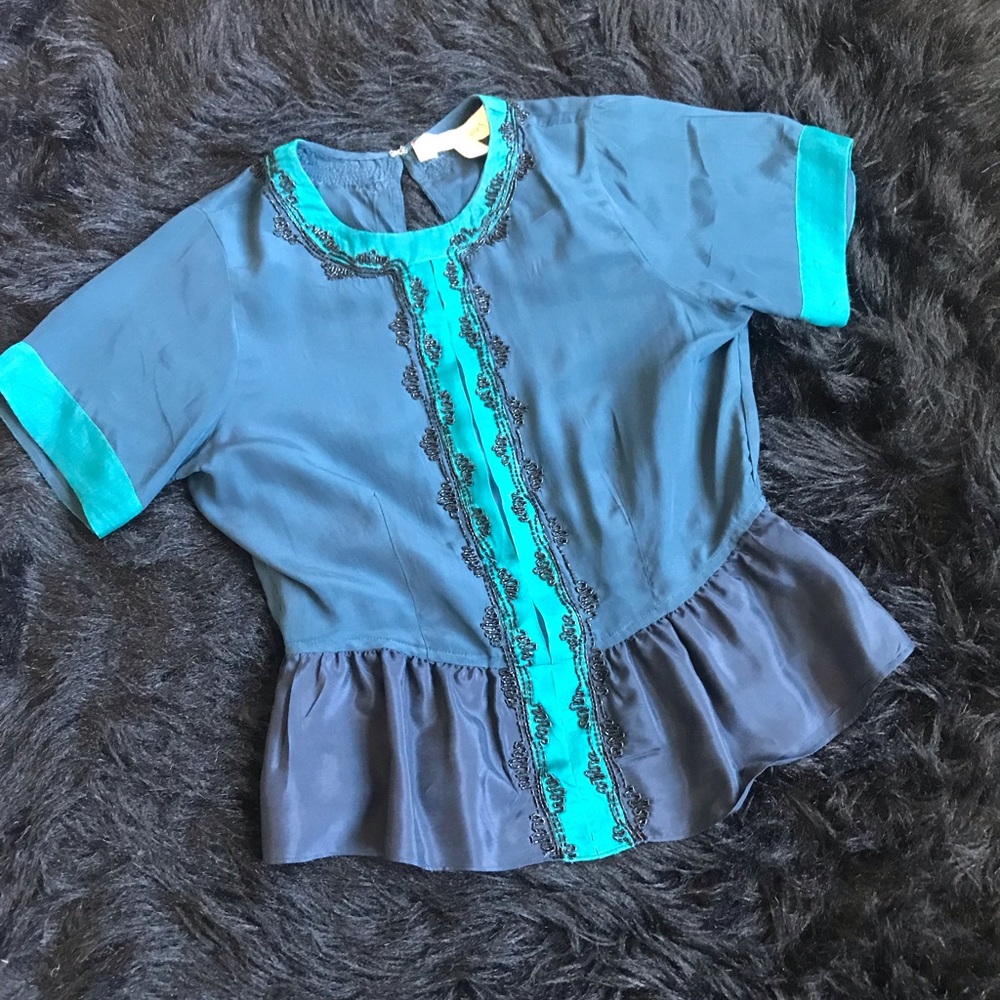 Carnation Lily Lily Rose Silk Bead Blouse S Petite
